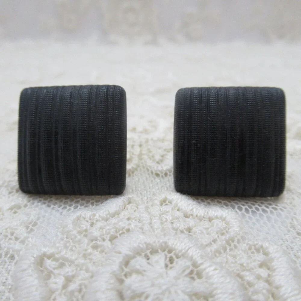 Victorian French Jet Crepe Stone Black Glass Mourning Cufflinks Patent Dec 1883